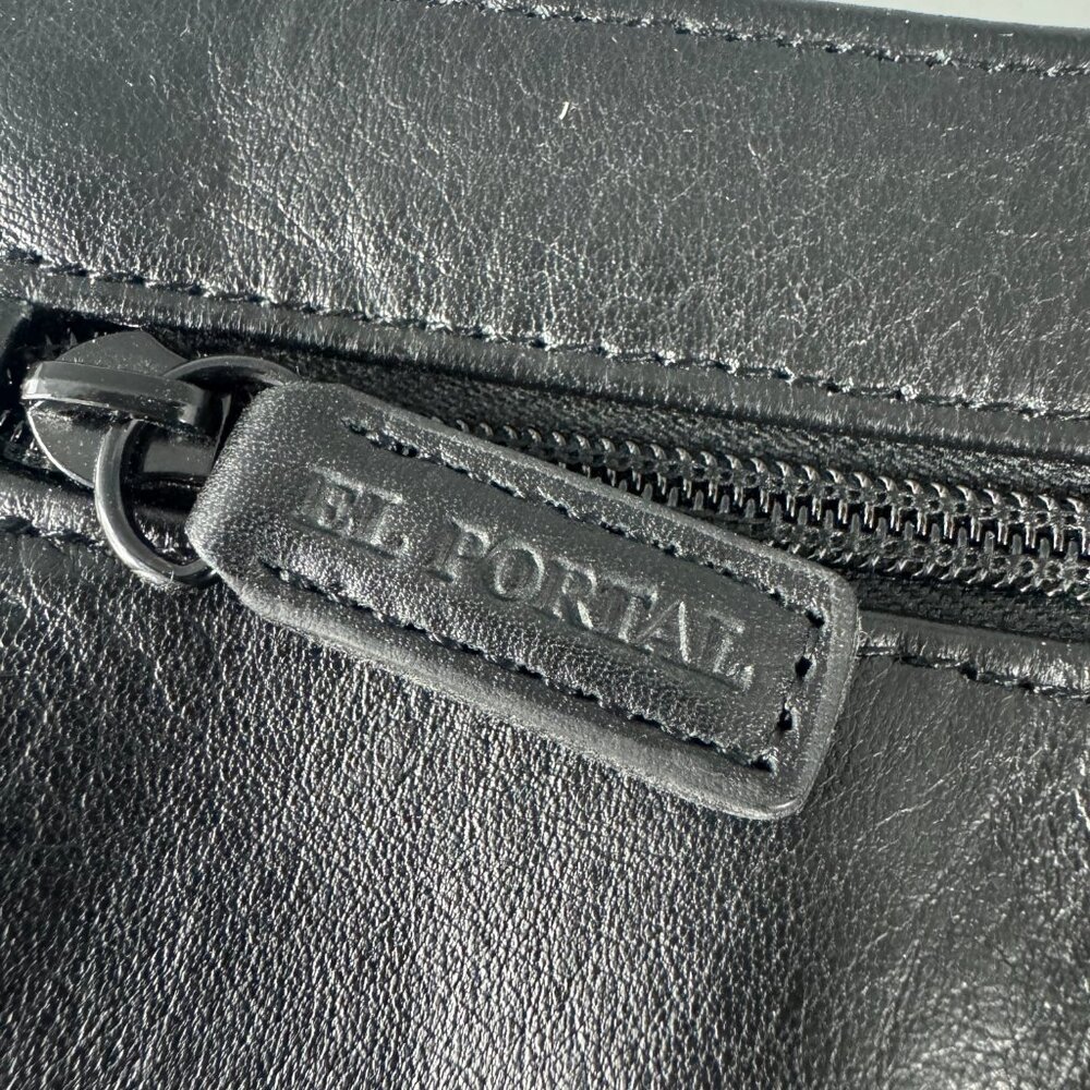 El Portal Black Leather Men's Wristlet Bag/Organizer - Picture 7 of 13
